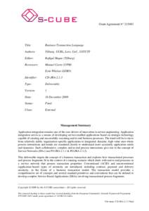 Grant Agreement N° Title: Business Transaction Language