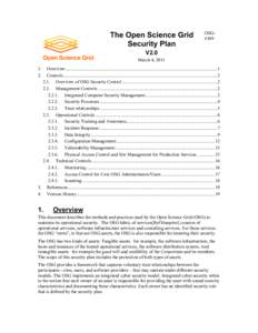 The Open Science Grid Security Plan OSG#389  V2.0