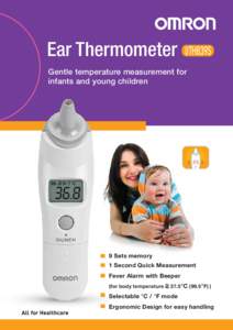 Ear Thermometer Gentle temperature measurement for infants and young children 9 Sets memory 1 Second Quick Measurement