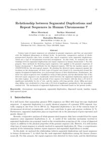 Genome Informatics 16(1): 13–Relationship between Segmental Duplications and Repeat Sequences in Human Chromosome 7
