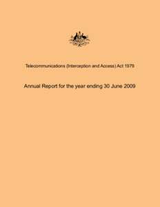 Microsoft Word - TSLB - GAPS - TIA Act Annual Report year ending 30 June 2009