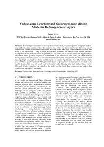 Vadose-zone Leaching and Saturated-zone Mixing Model in Heterogeneous Layers Samuel S. Lee