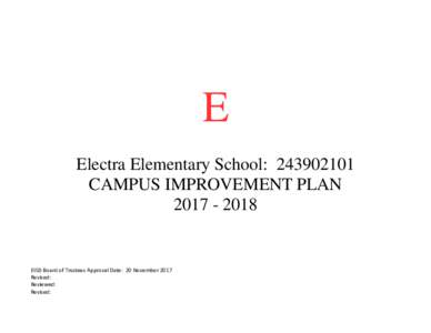 E Electra Elementary School: CAMPUS IMPROVEMENT PLANEISD Board of Trustees Approval Date: 20 November 2017