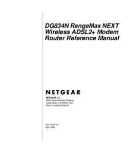 DG834N RangeMax NEXT Wireless ADSL2+ Modem Router Reference Manual NETGEAR, IncGreat America Parkway