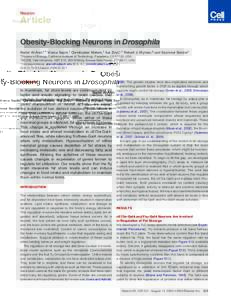 Obesity-Blocking Neurons in Drosophila