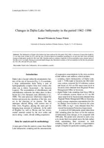 Limnological Review–262  Changes in Dąbie Lake bathymetry in the period 1962–1996 Bernard Wiśniewski, Tomasz Wolski University of Szczecin, Institute of Marine Sciences, Wąska 13, 71–415 Szczecin