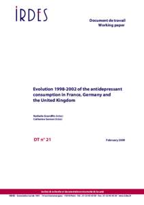 Evolutionof the antidepressant consumption in France, Germany and the United Kingdom