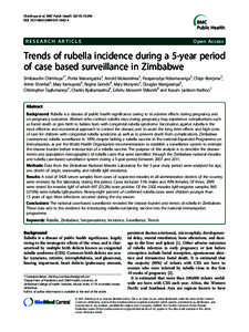 Trends of rubella incidence during a 5-year period of case based surveillance in Zimbabwe