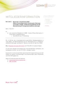 MITGLIEDERINFORMATION MI | Verband der Musikinstrumentenund Musikequipmentbranche  Steuerrecht / Umsatzsteuer (UStG)