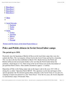 Political repression in the Soviet Union / PolandSoviet Union relations / Penal labour / Internments / Soviet law / Gulag / Kolyma / NKVD / Joseph Stalin / Labor camp / Polish prisoners-of-war in the Soviet Union after / War crimes in occupied Poland during World War II
