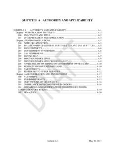 SUBTITLE A AUTHORITY AND APPLICABILITY SUBTITLE A AUTHORITY AND APPLICABILITY ....................................................... A-1 Chapter 1 INTRODUCTION TO TITLE 11 ...............................................