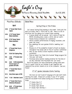 !  Eagle’s Cry The Paonia Elementary School Newsletter  April 28, 2015