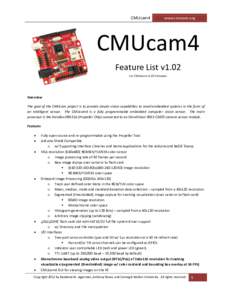 CMUcam4  www.cmucam.org CMUcam4 Feature List v1.02