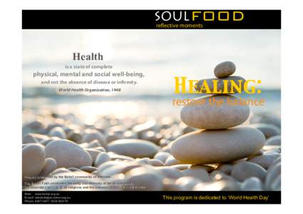 SOUL FOOD reflective moments Health is a state of complete