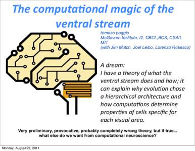 The	
  computa,onal	
  magic	
  of	
  the	
   ventral	
  stream tomaso poggio McGovern Institute, I2, CBCL,BCS, CSAIL MIT