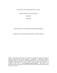 Some Simple Tests of the Globalization and Inflation Hypothesis