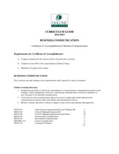 Business Communication Certificate of AccomplishmentCurriculum Guide - Ohlone College