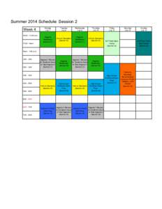 Summer 2014 Schedule: Session 2 Week 4 10::00 a.m. 11:00 - Noon