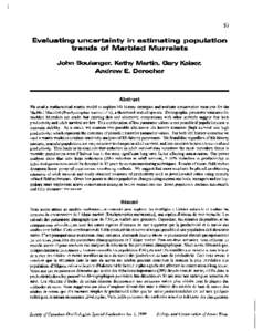 53  Evaluating uncertainty in estimating population trends of Marbled Murrelets John Boulanger, Kathy Martin, Gary Kaiser, Andrew E. Derocher