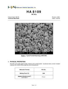 HA 8109 WC 9Co Product Code: Technical Data Sheet  Revision: # 002
