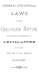 General and Special Laws of the Chickasaw Nation