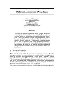 Optimal Movement Primitives  Terence D. Sanger Jet Propulsion Laboratory MSOak Grove Drive