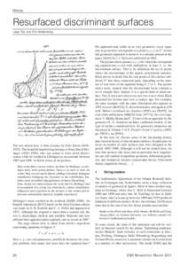 History  Resurfaced discriminant surfaces Jaap Top and Erik Weitenberg  The text shown here is from lectures by Felix Klein (1849–