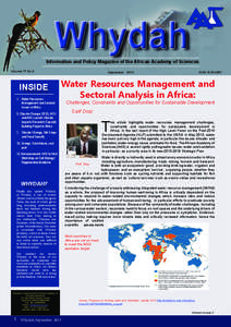 Information and Policy Magazine of the African Academy of Sciences Volume 17 No.3 INSIDE 1. 	 Water Resources Management and Sectoral