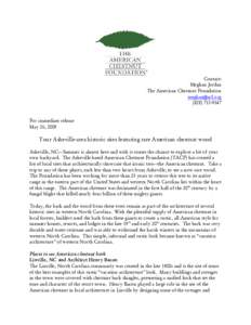 Contact: Meghan Jordan The American Chestnut Foundation [removed[removed]For immediate release