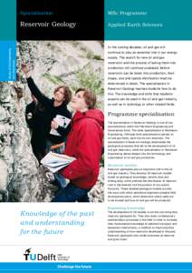 Specialisation  MSc Programme Reservoir Geology