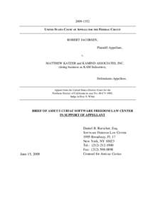 2009­1352 UNITED STATES COURT OF APPEALS FOR THE FEDERAL CIRCUIT ROBERT JACOBSEN, Plaintiff­Appellant, v.        MATTHEW KATZER and KAMIND ASSOCIATES, INC. 