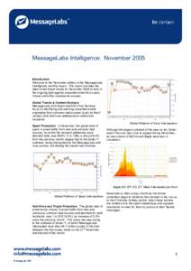 MessageLabs Intelligence: NovemberIntroduction Welcome to the November edition of the MessageLabs Intelligence monthly report. This report provides the latest email threat trends for November 2005 to help in