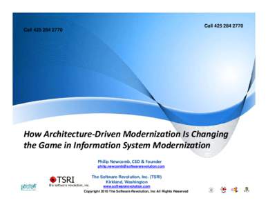 CallCallHow Architecture‐Driven Modernization Is Changing  the Game in Information System Modernization