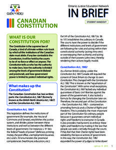 Ontario Justice Education Network  CANADIAN CONSTITUTION WHAT IS OUR CONSTITUTION FOR?