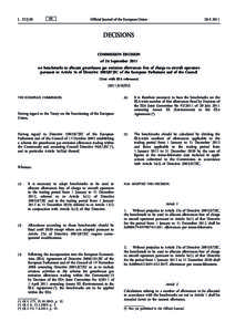 Commission Decision of 26 September 2011 on benchmarks to allocate greenhouse gas emission allowances free of charge to aircraft operators pursuant to Article 3e of DirectiveEC of the European Parliament and of 