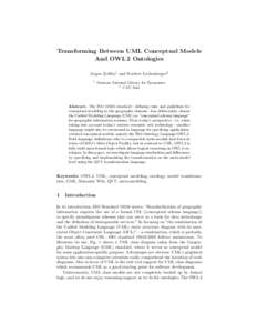 Transforming Between UML Conceptual Models And OWL 2 Ontologies Jesper Zedlitz1 and Norbert Luttenberger2 1  German National Library for Economics
