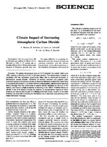 28 August 1981, Volume 213, NumberSCI E NCE Greenhouse Effect The effective radiating temperature of