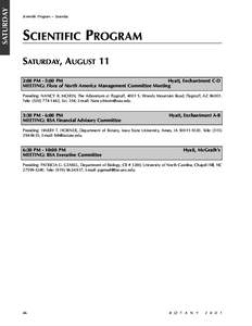 SATURDAY  Scientific Program — Saturday SCIENTIFIC PROGRAM SATURDAY, AUGUST 11
