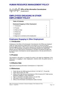 Employees engaging in other employment policy