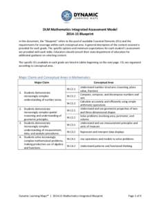 DLM Mathematics Integrated Assessment Model[removed]Blueprint In this document, the “blueprint” refers to the pool of available Essential Elements (EEs) and the requirements for coverage within each conceptual area. 