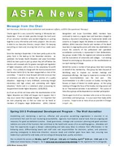 ASPA News January 2013 Association of Specialized and Professional Accreditors  Message from the Chair
