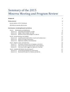 Summary of the 2015 Minerva Meeting and Program Review Background 2