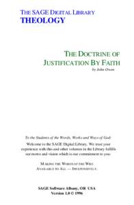 THE SAGE DIGITAL LIBRARY  THEOLOGY THE DOCTRINE OF JUSTIFICATION BY FAITH