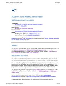 XQuery 1.0 and XPath 2.0 Data Model  Page 1 of 35 XQuery 1.0 and XPath 2.0 Data Model W3C Working Draft 7 June 2001