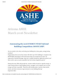 Arizona Society for Healthcare Engineering March Newsletter Arizona ASHE March 2016 Newsletter