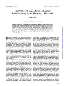 Journal of Gerontology: SOCIAL SCIENCESVol. 52B. No. 3, SI I7-SI24 Copyright 1997 by The Gerontological Society of America  The Politics of Dependency Estimates: