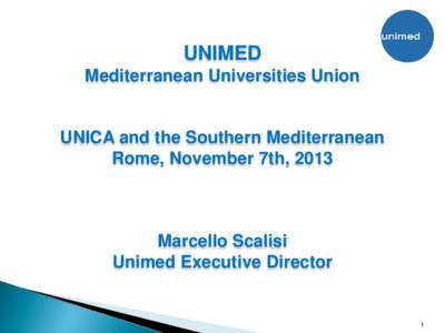 UNIMED Mediterranean Universities Union UNICA and the Southern Mediterranean Rome, November 7th, 2013