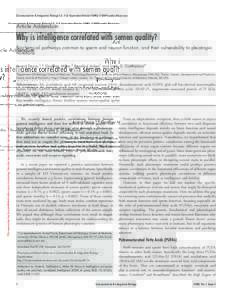 [Communicative & Integrative Biology 2:5, 1-3; September/October 2009]; ©2009 Landes Bioscience  Article Addendum Why is intelligence correlated with semen quality? This manuscript has been published online, prior to pr
