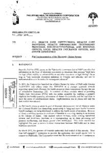 Prevention / Health / Department of Health / Philippine Health Insurance Corporation / Computing / Computer security / Data security / Security / Electronic health record / HCIS / Personal health record / Xerox Star