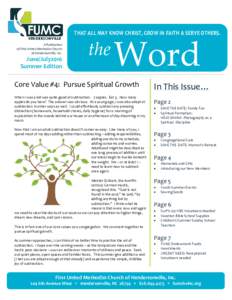 THAT ALL MAY KNOW CHRIST, GROW IN FAITH & SERVE OTHERS. A Publication of First United Methodist Church of Hendersonville, Inc.  June/July2016